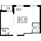 2-комнатная квартира 61,5 м²