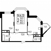 2-комнатная квартира 66,9 м²