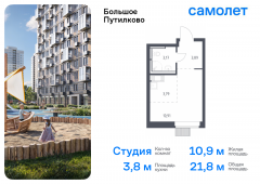 1-комнатная квартира 21,76 м²