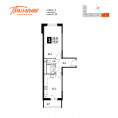 1-комнатная квартира 43,9 м²