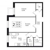 2-комнатная квартира 59,76 м²