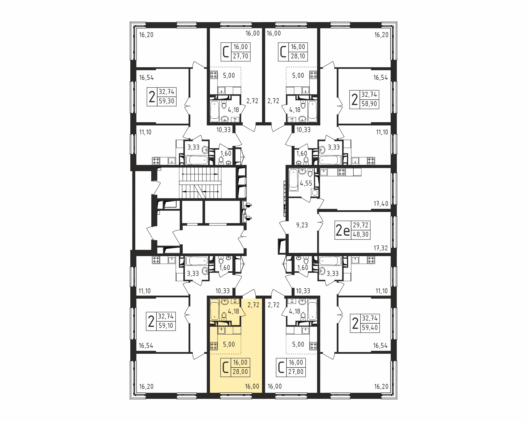 Квартира-студия №143, 28,0 м² за 5,21 млн руб. в ЖК «Серебро» - планировка