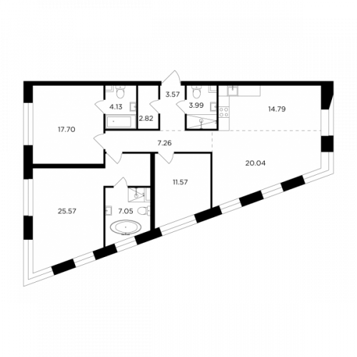 Многокомнатная, 118.49 м²