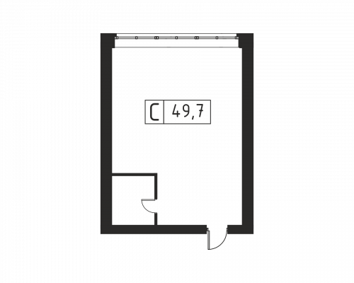 Студия, 49.7 м²