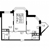 2-комнатная квартира 67,5 м²