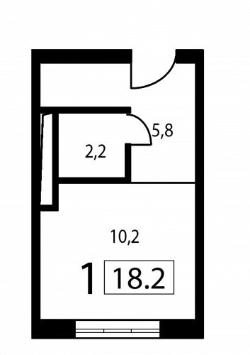 Студия, 18.2 м²