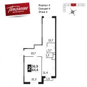 2-комнатная квартира 64,4 м²