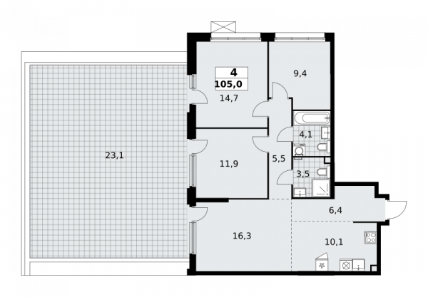 4 комнаты до 105