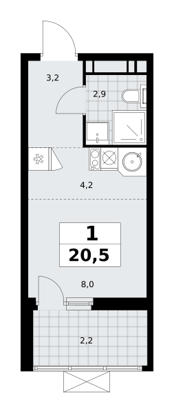 1 комната до 20.5