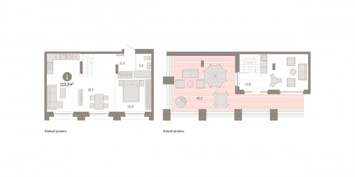 1-комнатная, квартира, 113.3 м²