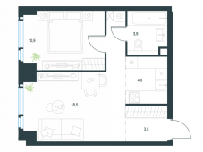 2-комнатная квартира 41,4 м²