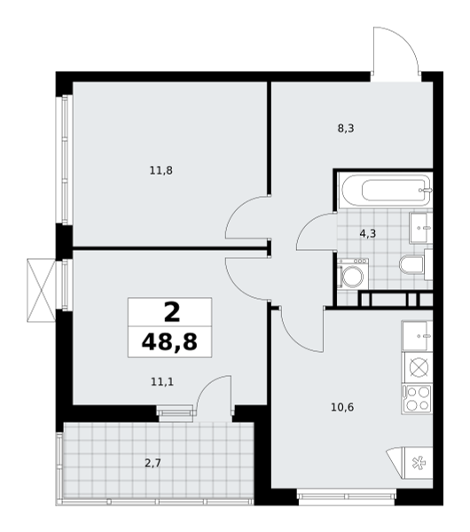 2 комнаты до 48.8
