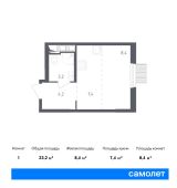 1-комнатная квартира 23,2 м²