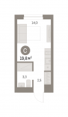 1-комнатная квартира 19,79 м²