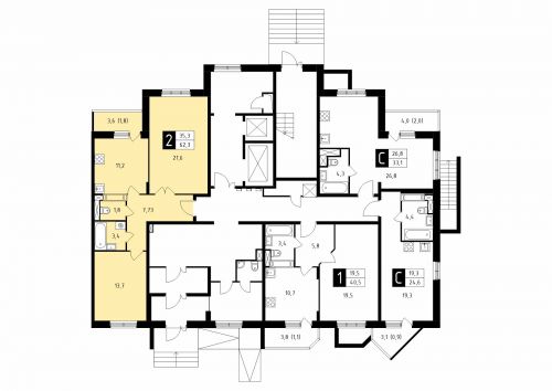 2-комнатная, квартира, 62.3 м²