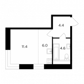 1-комнатная квартира 26,4 м²