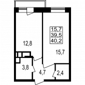 1-комнатная квартира 40.2 м²