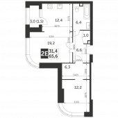 2-комнатная квартира 65,6 м²