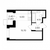 1-комнатная квартира 28,6 м²
