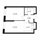 2-комнатная квартира 43,54 м²