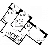 2-комнатная квартира 71,9 м²