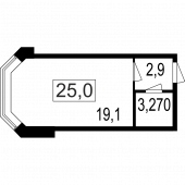 1-комнатная квартира 25 м²