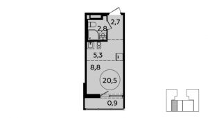 1-комнатная квартира 20,5 м²