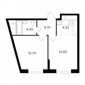 2-комнатная квартира 43,68 м²