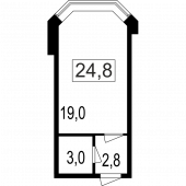 1-комнатная квартира 24,8 м²