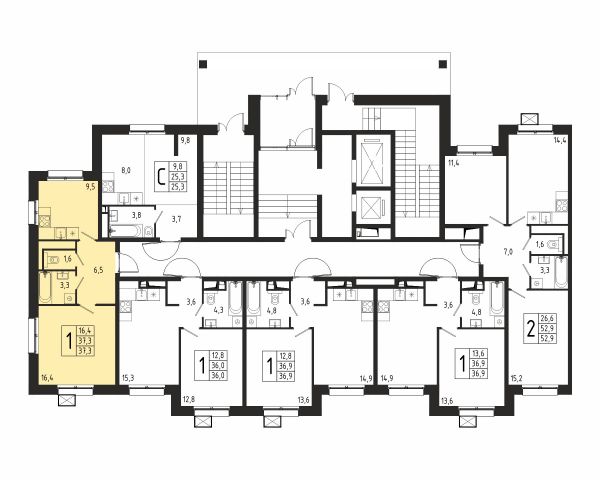1 комната до 37.3