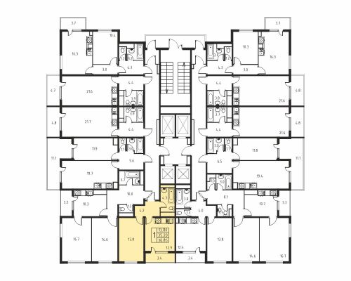 1-комнатная, квартира, 35.2 м²