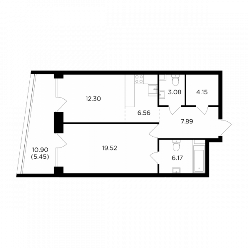 2-комнатная, 65.12 м²
