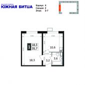 1-комнатная квартира 35,9 м²
