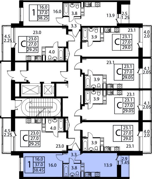 1 комната до 38.45