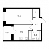 1-комнатная квартира 37,4 м²