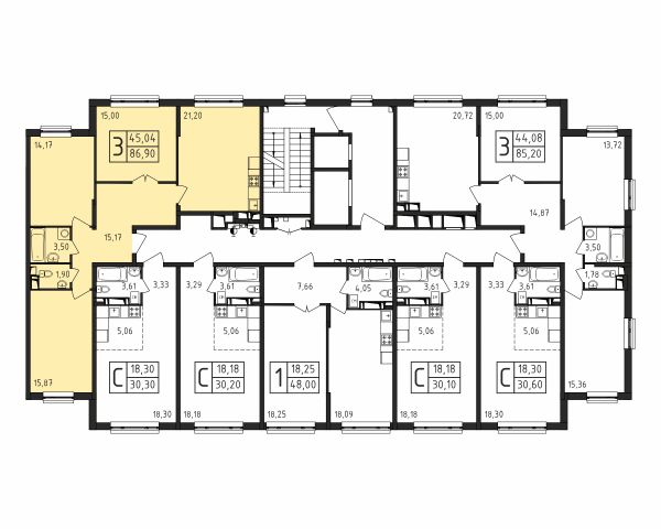 3 комнаты до 86.9