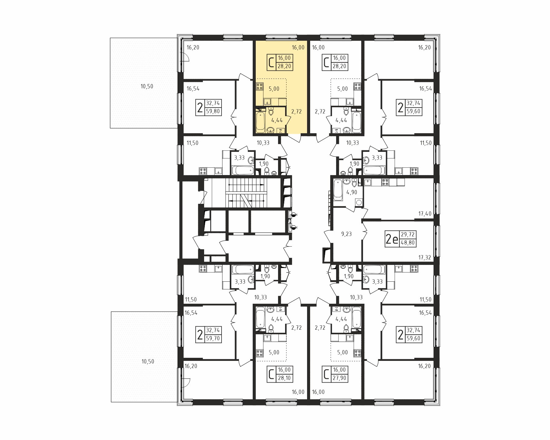 Квартира-студия №290, 28,2 м² за 4,37 млн руб. в ЖК «Серебро» - планировка