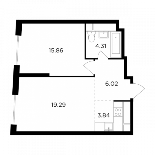 2-комнатная, 49.32 м²