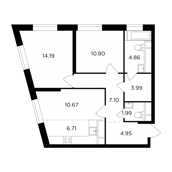 3 комнаты до 65.26