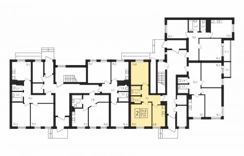 2-комнатная, квартира, 51.6 м²