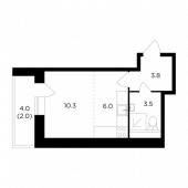 1-комнатная квартира 25,6 м²