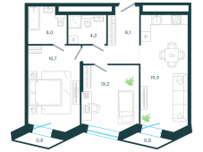 3-комнатная квартира 67,1 м²