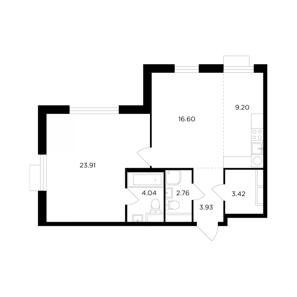 2 комнаты до 63.86
