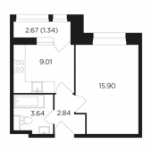 1-комнатная квартира 32,73 м²
