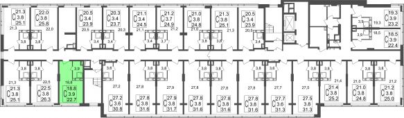 1-комнатная квартира 22,7 м²