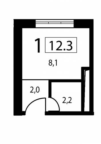 Студия, 12.3 м²
