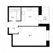 1-комнатная квартира 34,4 м²