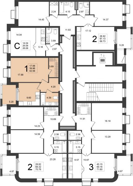 1 комната до 42.56