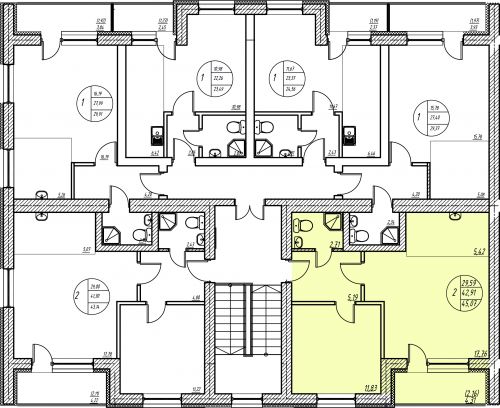 2-комнатная, квартира, 42.7 м²