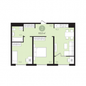2-комнатная квартира 60,8 м²